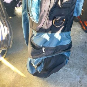 Golf cart bag with tube club dividers .